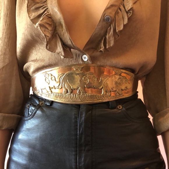 Vintage Accessories - Vintage Metal Elephant Belt